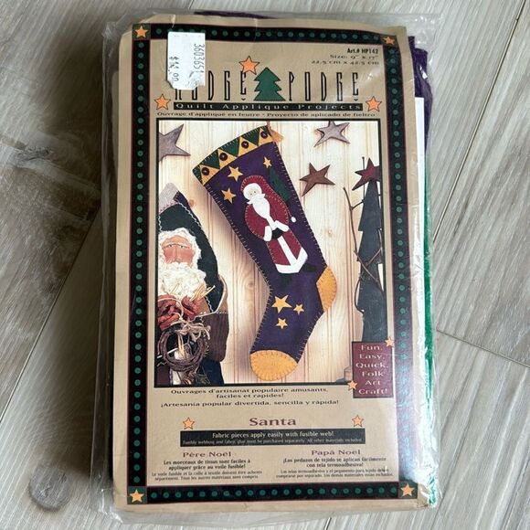 NIB Vintage 90’s Hodge Podge Quilt Felt Applique Santa Christmas Stocking Kit - Picture 1 of 3
